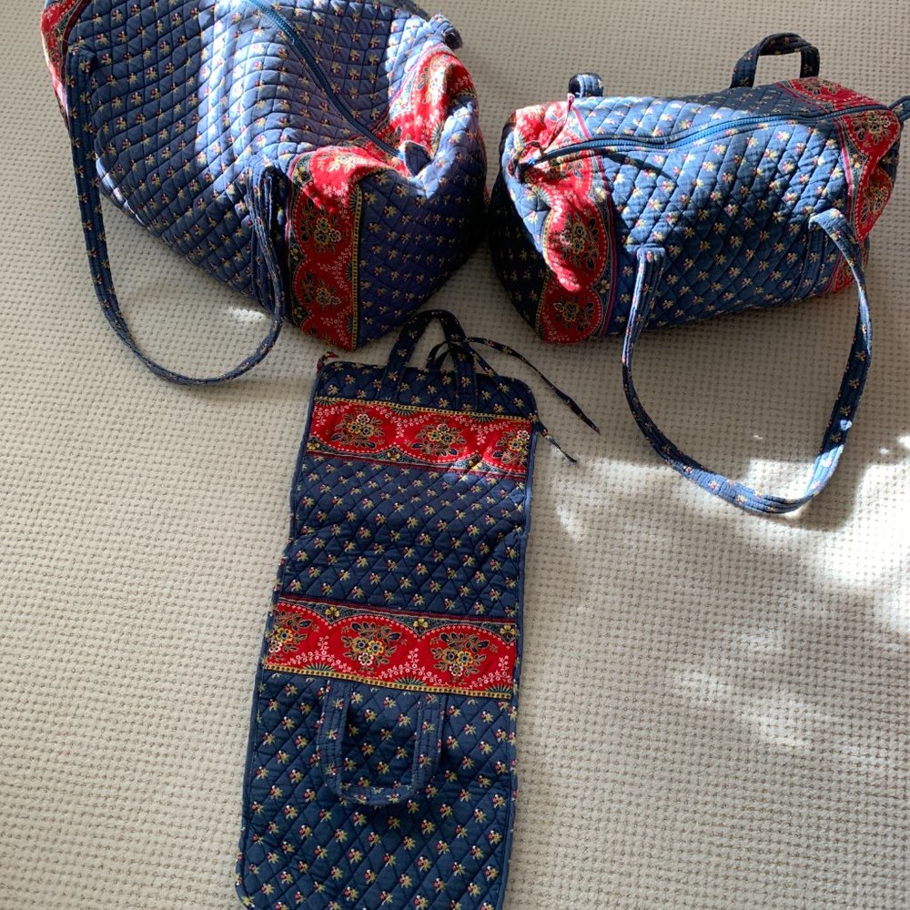 Vera Bradley French Blue Large and Medium Duffels and Toiletry Bag - Picture 2 of 3
